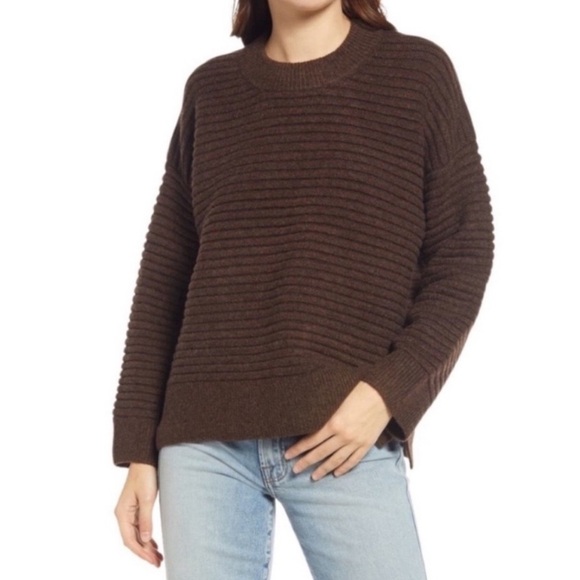 Madewell Sweaters - Madewell Womens Elsmere Ribbed Crewneck Sweater Brown Sz Small Cozy Oversized